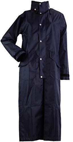 Lazura - Damen Regenmantel Brighton | extra lange Regenjacke mit Reitschlitz in Nachtblau | wasserdicht & windabweisend | Regenponcho zum Wandern & Reiten | Reitbekleidung in Größe M