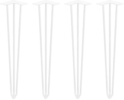 EMUCA - Juego de Cuatro Patas de Horquilla para Mesa, 3 Varillas, Altura 710 mm, Pintado Blanco, Acero