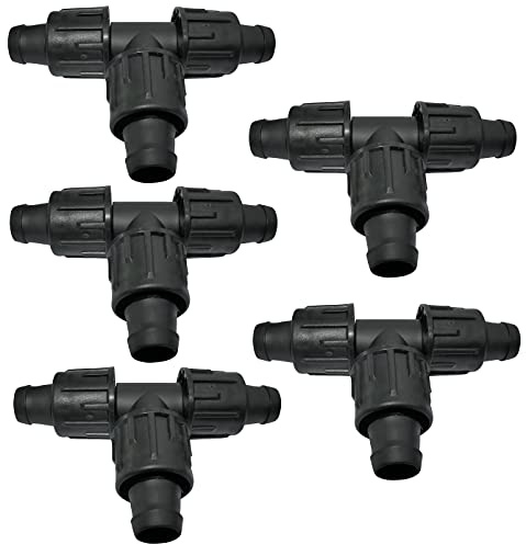 AERZETIX - Lot de 5 Raccords en T Ø17mm pour Tuyau Plat de 16mm Système d'Irrigation Arrosage Goutte à Goutte en Plastique