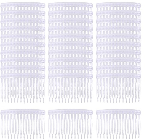 Cinaci Haarkämme aus Kunststoff, transparent, weiß, schwarz, braun, 30 Stück, Haarkämme mit 14 Zähnen, DIY-Kopfschmuck, Clips, Haarspangen, Zubehör für Frauen, Mädchen, Hochzeit, Braut, Schleier