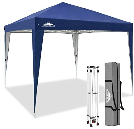 EAGLE PEAK 3x3m Veranstaltungszelt Pavillon Klappbar Wasserdicht Pop Up Pavillon Faltbar UV Schutz 50+ Faltpavillon für Camping Garten Party Hochzeit Picknick und Festival, inkl. Tasche, Dunkelblau