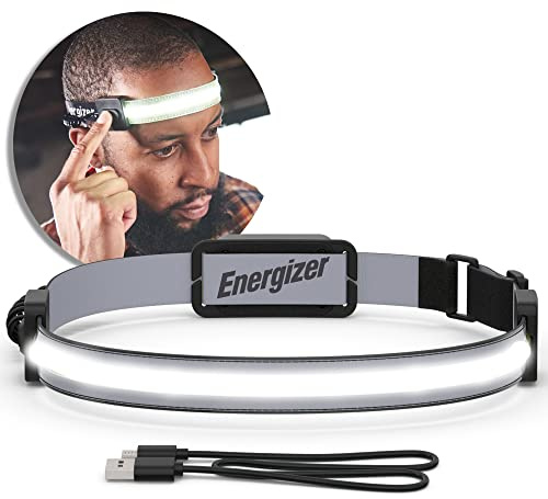Energizer Headlamp Rechargeable S400, LED WideBeam Head Light, IPX4 Water Resistant Ultra Bright Headlamps for Camping, Outdoors, Emergency Power Outage (USB Cable Included)
