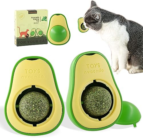 Havenfly 2 Stück Drehbare Katzenminze Ball, Katzenminze Spielzeug Wandroller für Katze, Katzenspielzeug Essbar mit Katzen Minze, Catnip Ball Toy