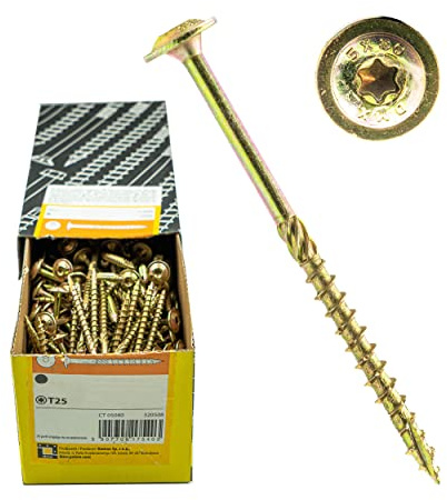 Tellerkopfschrauben mit ETA Spanplattenschrauben Holzbauschrauben TORX Turbo-Gewinde Sparrenschrauben (5 x 60 mm - 200 St.)