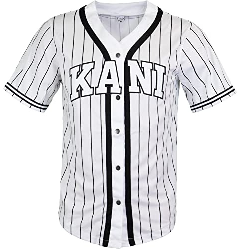 Karl Kani Serif Pinstripe Baseball Jersey Trikot (DE/NL/SE/PL, Alphanumerisch, L, Regular, Regular, White)