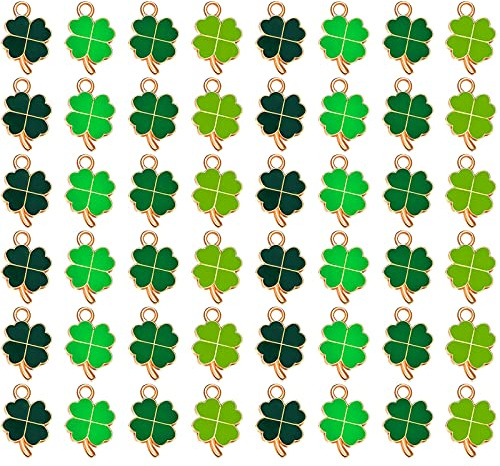 Bailinks 48 PCS Four Leaf Pendant, Lucky Charms Four Leaf Clover Metal Necklace Accessories for DIY Jewellery Making