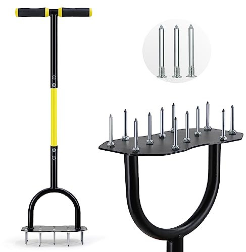 Jardineer Lawn Aerator Spikes Aerating Tool, Safe-Step Yard Grass Aerator with Spare Spikes, Lawn Spike Aerator Manual Lawn Aeration for Compact Soil