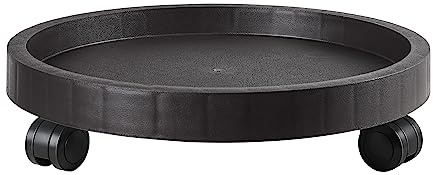 NAZKAEN 14.2 Inch Planter Caddies Rolling Saucer Caddy with Wheels, Heavy Duty Wheeled Stand for Potted Plant, Round Coaster Roller Base Tray with Casters, Flower Pot Dolly Holder for Indoor Outdoor