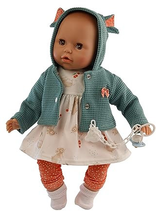 Schildkröt Puppe Amy (45 cm, mit Schnuller, Malhaar, braune Schlafaugen, Mäuschenkleidung, Spielzeugpuppe, ab 36 Monaten) 7545260