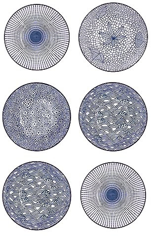 HwaGui Set di 6 piatti da dessert in ceramica, piatti da insalata, piatti piani in porcellana, Ø 20,5 cm