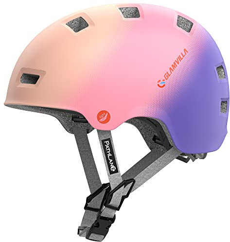 GLAMVILLA Skaterhelm Fahrradhelm Ultraleicht Stadthelm für Kinder/Damen/Herren,Verstellbar Unisex Schutzhelm für Skateboard E-Scooter Roller BMX,Gewicht nur 260g/270/280g Macaron-Farbabstimmung