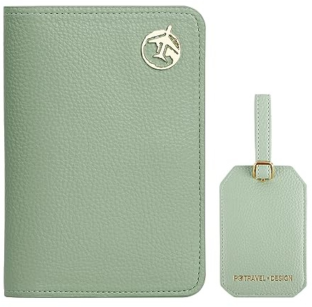 Lychii Reisepass Schutzhülle, Passport Holder für Damen Herren, PU Leather Reisebrieftasche Travel Wallet Organizer für Kreditkarten, Ausweis und Reisedokumente (Grün Set