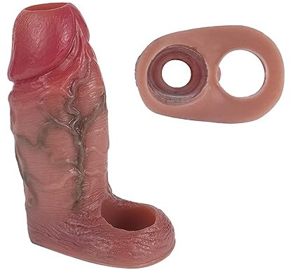 Realistisches Dildo Hülle mit Venen Penishülle Hautfarbenes Penis Sleeve 11,5 cm Penismanschette Hmxseu mit Hodenring Cock Sleeve Verzögerte Ejakulation Penis Erektion Sex toy für Männer Anfänger