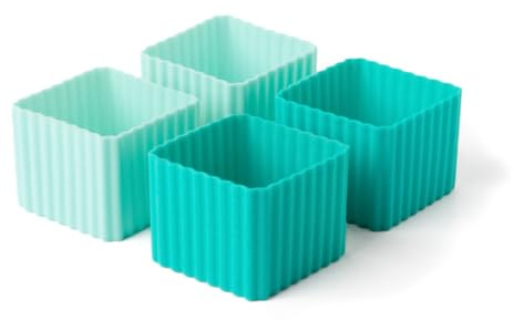 LEKKABOX Cups, 4er Set - Silikon Förmchen für saubere Trennung in der Brotdose | Bentobox Lunchbox Zubehör (Ocean) | 4 Silikon Cups zur Trennung von Snacks in Brotdose & Bento Box
