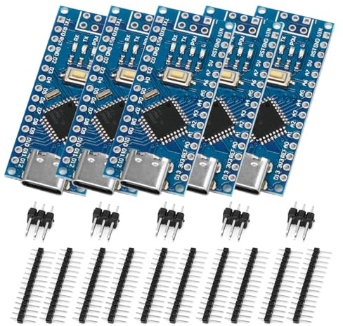 Nano Carte de développement Binghe 5 pièces Nano Carte de développement avec CH340 Type-C Interface 5V 16M Microcontrôleur Carte Barebones pour arduino Nano