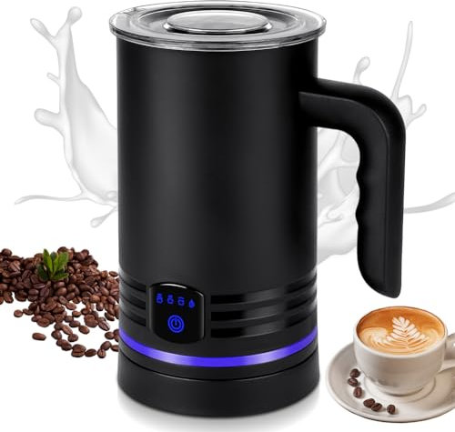 HOTUT Montalatte Elettrico Automatico, 4 in 1 Montalatte per Cappuccino Silenzioso, Capacità 160 ml Cappuccino o 430 ml Latte Caldo, Schiuma Latte Elettrico per Caffè, Cioccolata Calda, Cappuccino