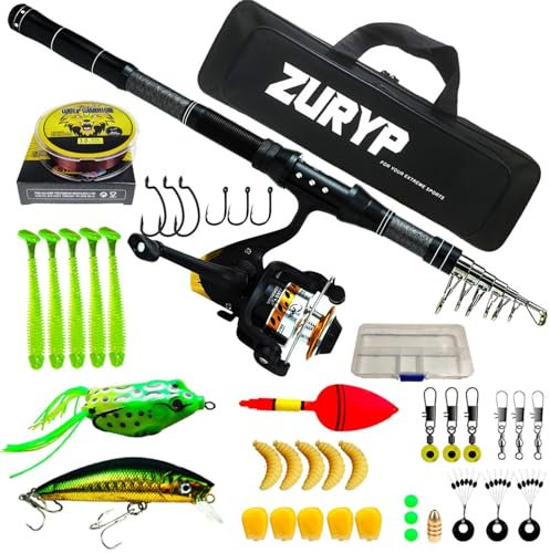 Teleskop-Angelrute – Zusammenklappbares Angelruten-Set Mit Tasche | Teleskop-Angelruten-Rollen-Kombination | Angelruten-Set | Angelausrüstungsset | Leichte Angelruten Und Rollen Für Salzwasser Und Süß