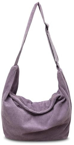 Boziee Borsa a tracolla unisex in cordino, borsa a spalla grande da donna, borsa a tracolla, borsa trapezio, borsa in tessuto, borsa tote per tutti i giorni/ufficio/scuola/viaggi, Lilla, m