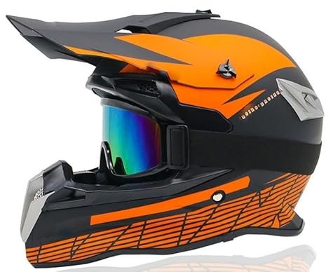 AD-BCrbgen Integralhelm - Motorradhelm Integralhelm, Motorradhelm Offenes Gesicht, Integralhelm(Orange,M)