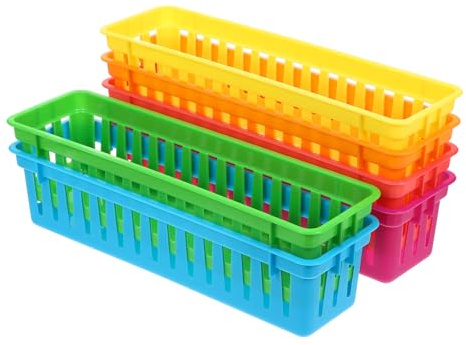 Operitacx 6 Pack Plastic Pencil Holder Stationery Baskets for Desk Organiser Classroom Storage Containers Colourful Multipurpose Pencil Pot