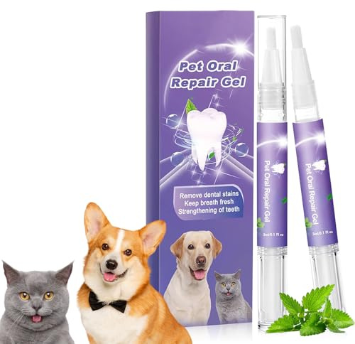 2PCS Pet Oral Repair Gel,Gel De Réparation Buccale pour Animaux De Compagnie,Rafraîchisseur D'haleine pour Chien Et Chat,Réparation Dentaire pour Animaux Compagnie,Élimine La Mauvaise Haleine