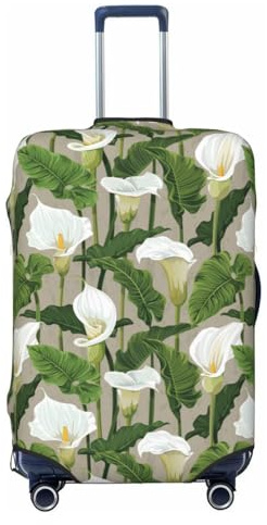 Buewutiry Housse de protection pour bagages de voyage – Magnifiques fleurs de lys Calla anti-rayures pour valises de 45,7 à 81,3 cm, Noir , L