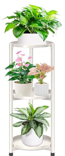 Porte plante interieur étagère plante, Etagere porte plante exterieur Or 3 niveaux métal tabouret plante , Supports de pots de fleurs pour Maison Balcon Jardin Intérieur (3 Niveaux-Blanc-C)