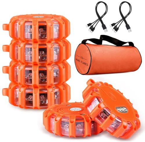 Rechargeable USB C Gyrophare Balise De Signalisation Lumineuse LED avec 9 modes Lampe d'Avertissement Clignotant Eclairage d'urgence Voiture,Type C chargeur clignotant lumière d'avertissement (6)