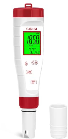 GIDIGI pH ppm Meter for Water,New Version TDS pH Tester, 4 in 1 Simultaneously Display TDS pH EC Temperature for Water Hydroponics,Swimming Pool,Hot tub,Home Use water