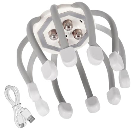Masajeador de cabeza automático, garra de masaje de cabeza | Rascador de cabeza portátil inalámbrico tipo C carga con 4 modos,Masajeador de cabeza Cuero cabelludo Pulpo en forma de 10 cabezales de