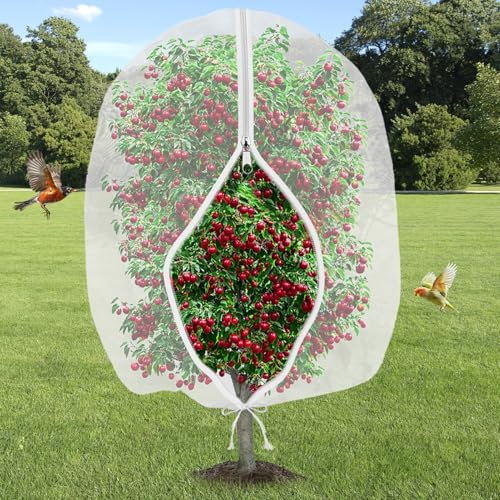 Fruit Tree Netting Bird Protection With Zipper, Fruits Nettings Fine Mesh Bird Friendly Garden Netting For Veg Patch，150x100cm 5x3ft Small Bush Vegetables Cherry Blueberry Strawberry Netting