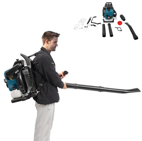 ACROSSPART 75,6 CC aspiratore a benzina, zaino soffiatore per foglie, 4 tempi, motore soffiatore per foglie, ventilatore portatile a benzina, aspiratore per foglie, velocità regolabile da giardino