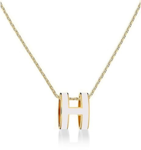 Minikeda Fashion H Necklace 18K Gold Plated Necklace Elegant jewelry for Women Colorful Color Optional Women's jewelry, Engagement Anniversary Birthday Women's Gift (Gold-White)
