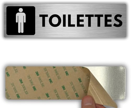LEIASA | Panneau Toilettes Hommes - 5x18 cm - Aluminium - Espace Sanitaire | Autocollant WC Messieurs, Plaque Toilettes Masculines, Pancarte Signalisation des Urinoirs, Sticker Porte des Garçons