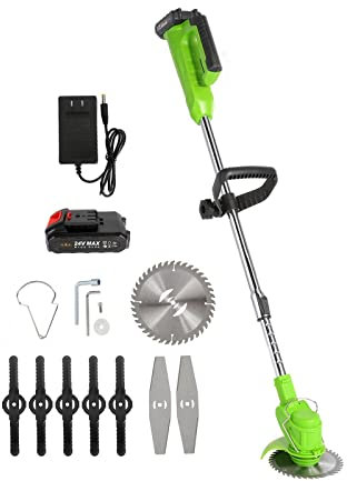 KOROBIE Taille-Haies, Tondeuse à Gazon électrique 12000 TR/Min désherbeur de Jardin sans Fil Coupe-Herbe avec 1 Coupe-Outil d'élagage de Branche de Batterie Lithium pour Jardin