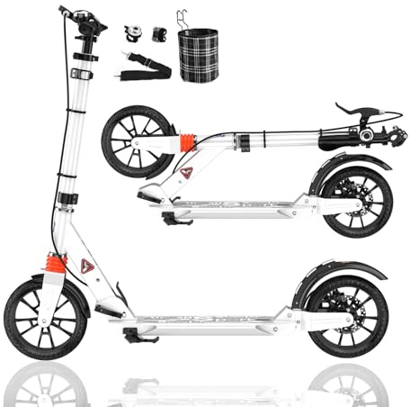 GHBXJX City Roller, Erwachsene 150 kg Tragkraft - BigWheel (200 * 50mm) Stabiler Scooter Kinder Pro, 4-Fach Höhenjustierbarer & zusammenklappbarer Roller mit Ständer ＆ Scheibenbremse Sportlicher