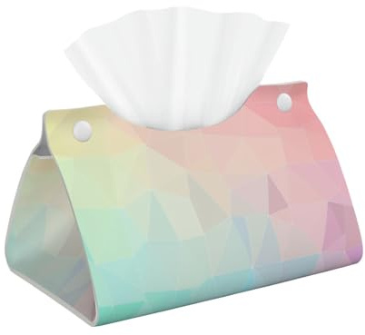 Rechteckiger Taschentuchbox-Halter, Pastellfarben, bunt, geometrische Muster, trendig, wasserdicht, für Schlafzimmer, Wohnzimmer, Gesichtstücherbox