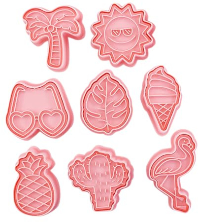SOIMISS Plastic Cookie Molds and Sturdy Material Summer Beach Themed 8pcs with Easy to Demold Design Cookie Cutters Set for Home Baking