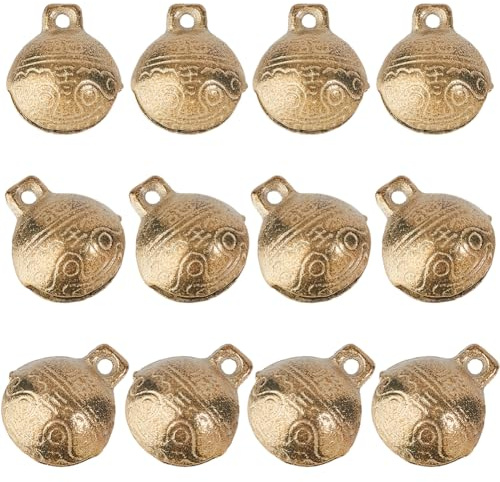 SUPERFINDINGS 12 Stk Tibetische Messing Glöckchen Antik Bronze Charm Anhänger Mini Handwerksglocken Für Schmuckherstellung Haustierhalsband Weihnachtsbaumdekoration 31x27mm