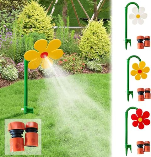 Crazy Daisy Sprinkler, 360° Tourniquet Arrosage Jardin, Marguerite Arroseur Rotatif Arrosage Pelouse, avec De Connecteur De Tuyau d'eau, pour La Pelouse Et Le Jardin Systeme Arrosage Automatique (A)