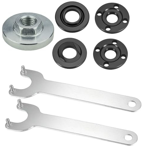 Ziyonix 7 Pezzi Accessori per Smerigliatrice Angolare, Dado a Sgancio Rapido M14 con Chiave Flex e Interno Smerigliatrice Esterna Flangia, Compatibile con Smerigliatrici Angolari da 125 mm / 150 mm