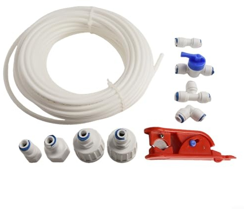 ZiStarlilife Kit di collegamento per tubo dell'acqua del frigorifero per frigorifero, kit di installazione per macchina del ghiaccio, tubo da 15 m con raccordi e valvola, set completo