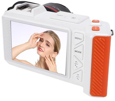 Tangxi Cámara Digital 4K para Fotografía, Cámara DSLR F1.8 Gran Angular con Enfoque Automático y Zoom de 70MP 50X con Flash de Pantalla Doble, para Principiantes y Adultos Creadores de (White)