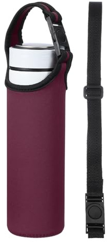 QUARKZMAN 2 Pezzi Custodia Per Bottiglia D'Acqua In Neoprene, 15.5-20oz Portabottiglie Termico Collassabile Con 2 Cinturini, Colore Rosso Vino