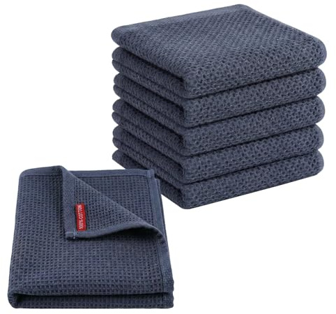 Carehabi Torchon Cuisine 6PCS 30x30cm Torchon Vaisselle Torchons de Cuisine Coton Vaisselle Torchons Doux et Très Absorbants - Séchage Rapide pour Vaisselle Déversements