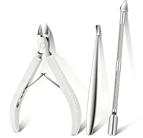 YIPFEN 3-teiliges Maniküre-Set mit Nagelhautzange, Nagelhautentferner und Feile aus Edelstahl – Nagelpflege-Werkzeuge für Maniküre und Pediküre