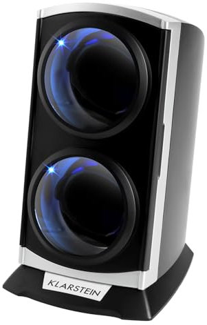 Klarstein St.Gallen Premium Uhrenbewegerr, für 2 Uhren, LED Beleuchtung, 3 Drehmodi, schwarz-blau