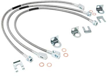 Rough Country Stainless Brake Lines for 1987-2006 Jeep Wrangler TJ/YJ/XJ - 89715, Front/Rear, Stainless