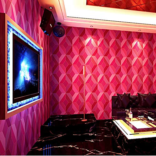 qunxun Glitzer Tapete Für Wände Rolle 3D Stereoscopic Geometry Pattern Ktv Bar Hintergrund Wanddekor PVC Wasserdicht Tapeten Rot10m*0.53m