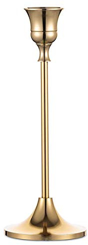 YAVO-EU Candelabro Dorado Metal(diámetro 6.5 cm) Diferentes tamaños Sostenedor de Tallado Retro (6.5x19cm)